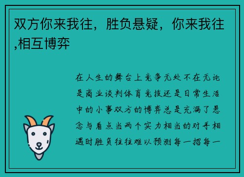 双方你来我往，胜负悬疑，你来我往,相互博弈